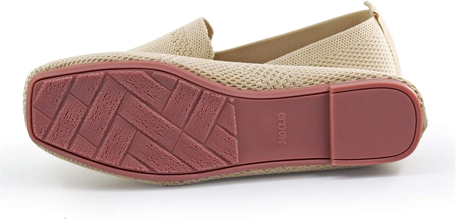 RVROVIC Women Flat Shoes Knitted Lightweight Slip-on Loafers Breathabel Soft Comfortable Ballet Flats