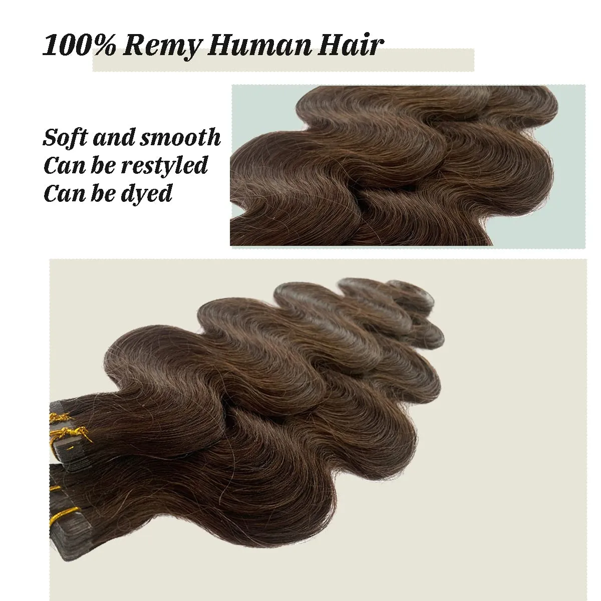Samvida Tape Hair Extensions #2 Dark Brown Human Hair Seamless Tape in Body Wave Extensions 60grams 20pcs/pack 22" Soft Wavy Dark Brown Real Hair Glue in Extensions…