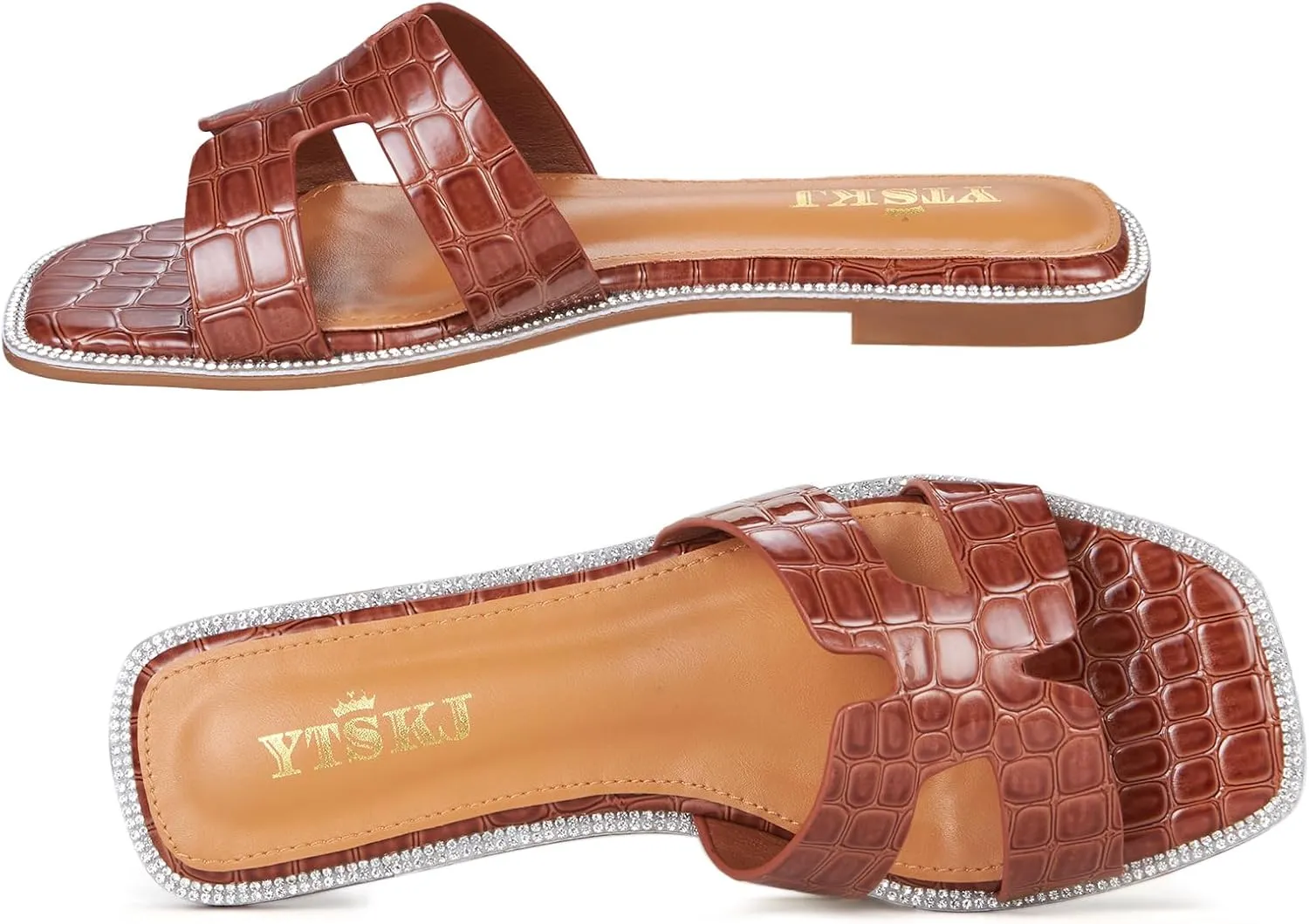 Sandals For Women 2025 Dressy Flat Slides Open Toe Sandals Comfortable Soft Leather Slides Slip On Ladies Casual Trendy Shoes
