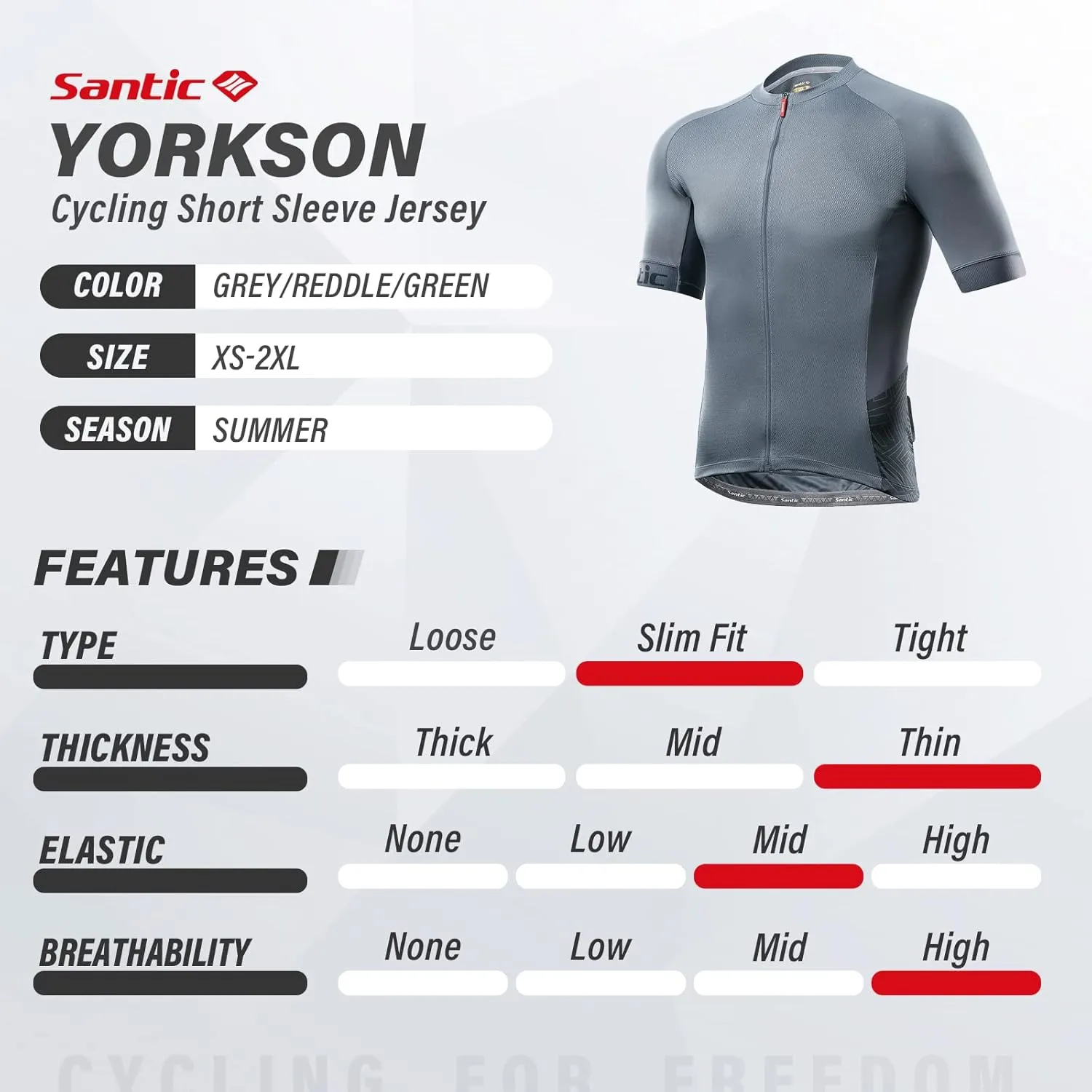 Santic Men’s Cycling Jersey Short Sleeve Bike Shirts for Men Bicycle Jacket with Pockets Breathable & Quick Dry Yorkson