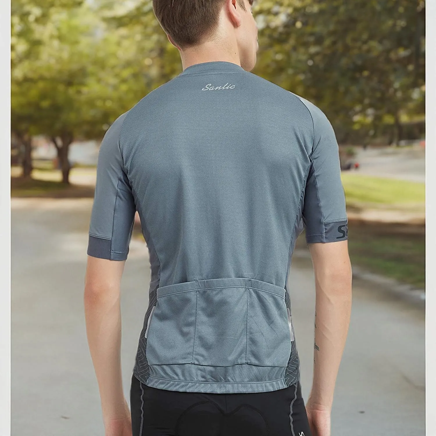 Santic Men’s Cycling Jersey Short Sleeve Bike Shirts for Men Bicycle Jacket with Pockets Breathable & Quick Dry Yorkson