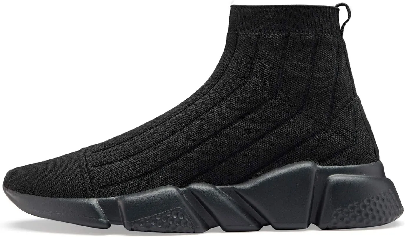 Santiro Mens High Top Sneakers Gym Breathable Tennis Running Walking Slip On Shoes