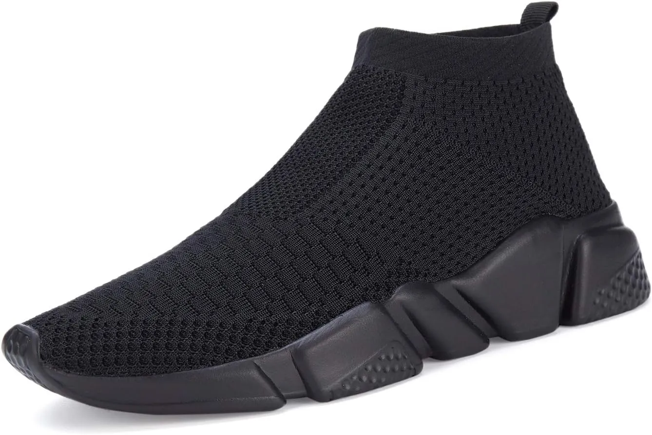 Santiro Mens Walking Shoes Breathable Knit Slip On Sneakers Lightweight Athletic Gym Shoes
