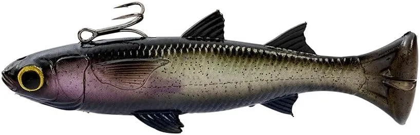 Savage Gear Pulse Tail Mullet Line Thru Fishing Bait, 2 2/3 oz, Dark, Realistic Contours & Movement, Durable Construction, Heavy-Duty Fishing Hook, Built-in Rattle