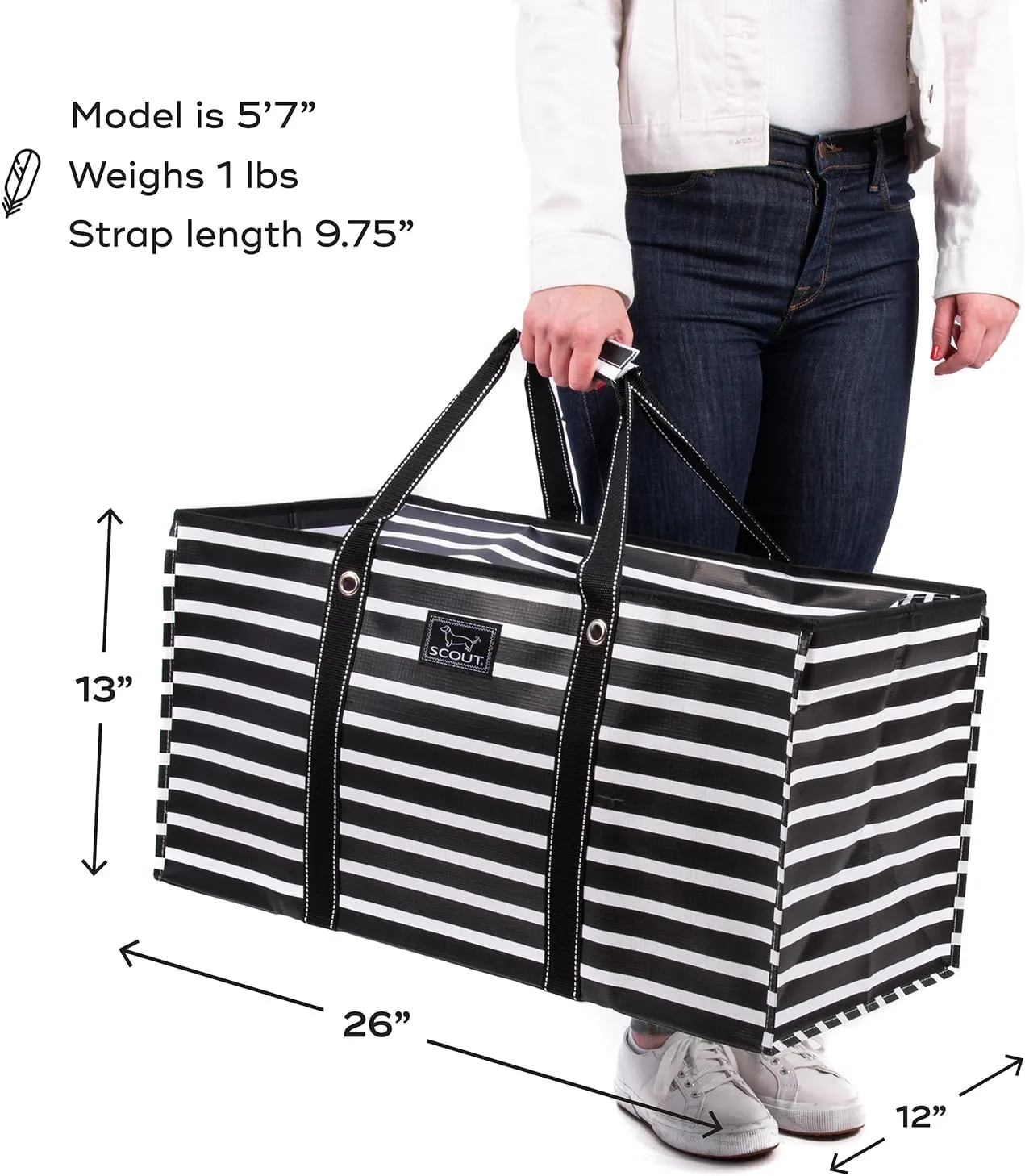 SCOUT Errand Boy - Extra Large Lightweight Utility Tote with Breakaway Zipper - Collapsible Grocery and Market or Beach Tote