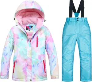 SEARIPE Girls Ski Jacket and Pant Set Winter Warm Snowsuits Kids Toddler Waterproof Outdoor Ski Suit