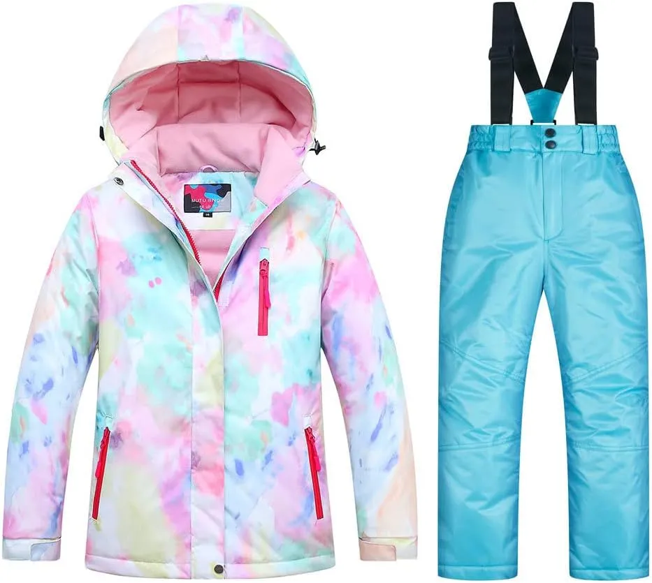 SEARIPE Girls Ski Jacket and Pant Set Winter Warm Snowsuits Kids Toddler Waterproof Outdoor Ski Suit