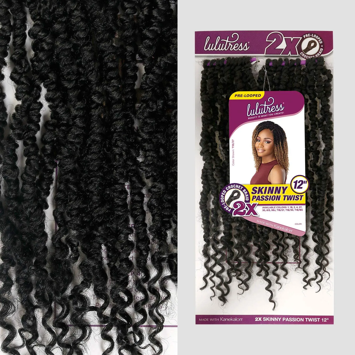 Sensationnel Crochet Braids Lulutress 2X Pre-Looped Skinny Passion Twist 12" (3-PACK, 2)