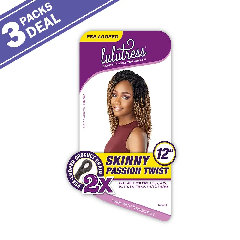 Sensationnel Crochet Braids Lulutress 2X Pre-Looped Skinny Passion Twist 12" (3-PACK, 2)