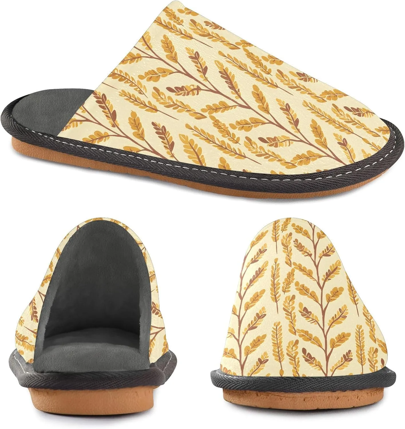 senya Golden Wheat Fuzzy Slippers Soft Home Bedroom Slippers for Women Men House Shoes