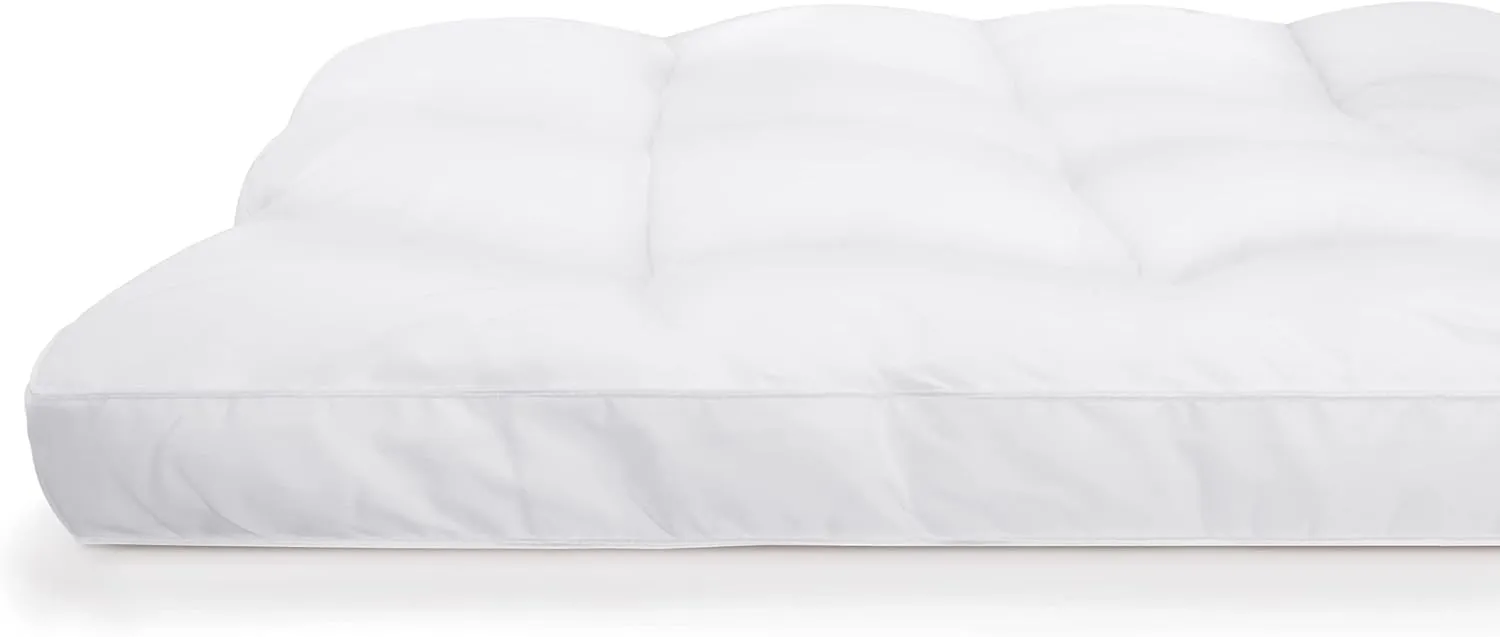 SERTA Down Illusion Soft Hypoallergenic 2 inch Pillowtop Simple Fit Mattress Topper, King, White