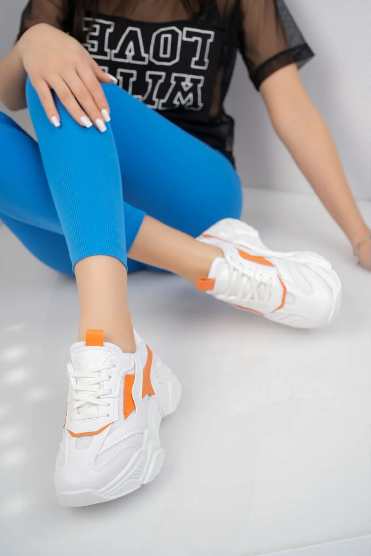 Seyran Orange White Women's Sneaker Sport Shoes