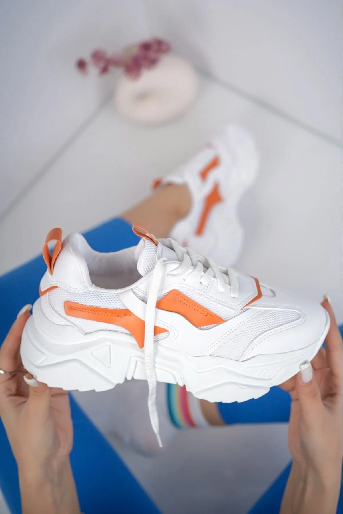 Seyran Orange White Women's Sneaker Sport Shoes