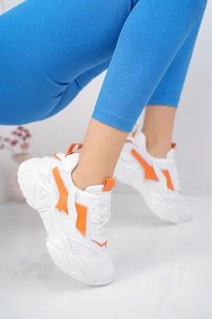 Seyran Orange White Women's Sneaker Sport Shoes
