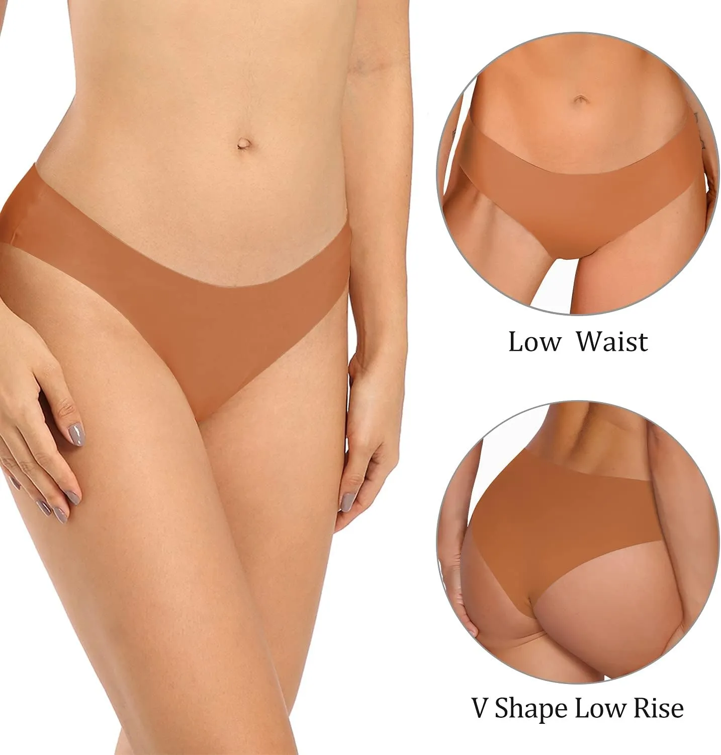 SHARICCA Women Seamless Cheeky Bikini No Show Panties Ladies Invisible Breathable Briefs Soft Stretch Underwear Multi Pack