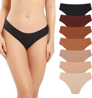 SHARICCA Women Seamless Cheeky Bikini No Show Panties Ladies Invisible Breathable Briefs Soft Stretch Underwear Multi Pack