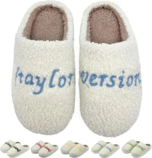 sharllen Taylors Slippers for Women Men,1989 Cute House Slippers,Warm Plush Winter Slip on Bedroom Shoes,Indoor Comfy Fuzzy Fluffy Flat Slides