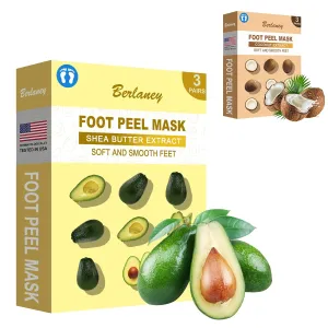 Shea Butter & Coconut Foot Peeling Mask for Dry Cracked Feet and Removing Dead, Smooth Touch Feet, Spa Experience at Home or Travel