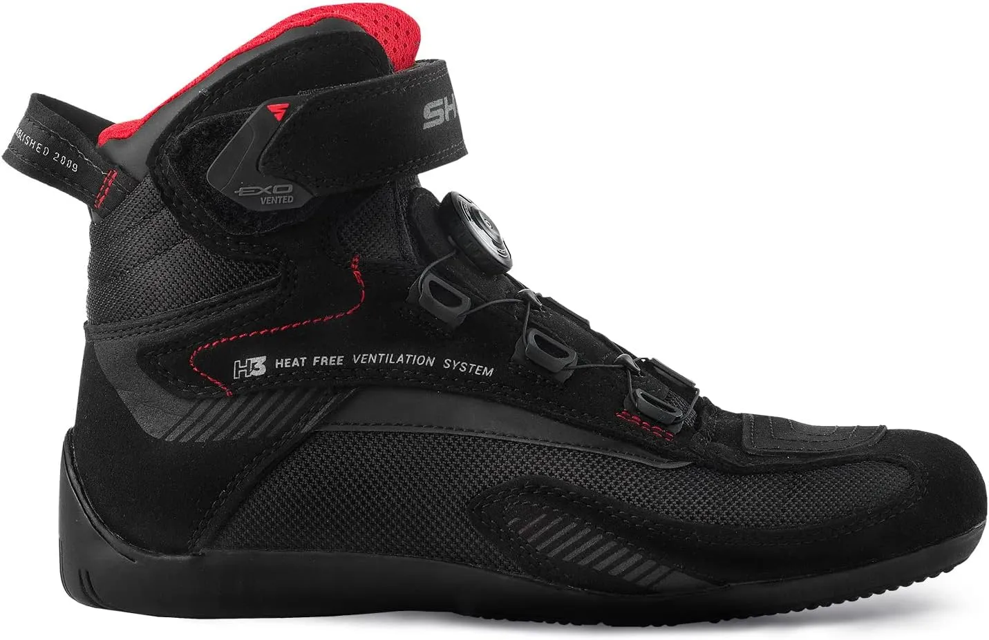 SHIMA EXO Vented, Motorcycle Shoes for Men | Breathable, Reinforced Street Riding Shoes with ATOP Closure System, Ankle Support, Anti-Slip Sole, Gear Pad (Black, 13)