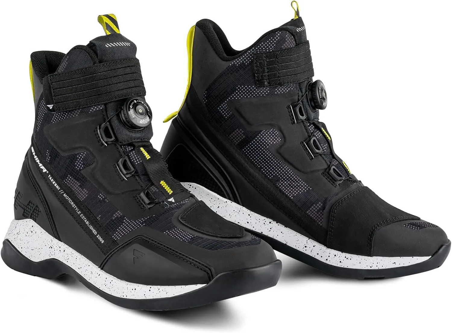 SHIMA TAKESHI VENT, Motorcycle Shoes for Men - Breathable, Reinforced Street Riding Shoes with ATOP Closure System, Ankle Support, Anti-Slip Sole, Gear Pad (Camo, 8.5)