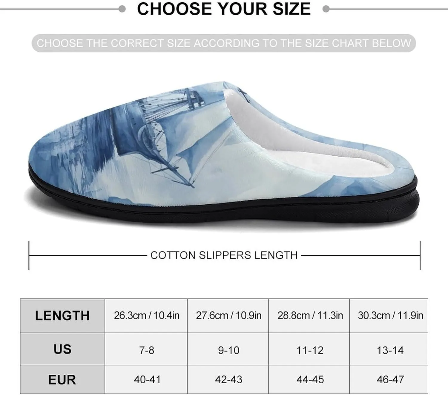 Ships in The Glacier Comfort Mens Cotton Slippers Winter Warm Slip-on House Shoes For Home Office Hotel