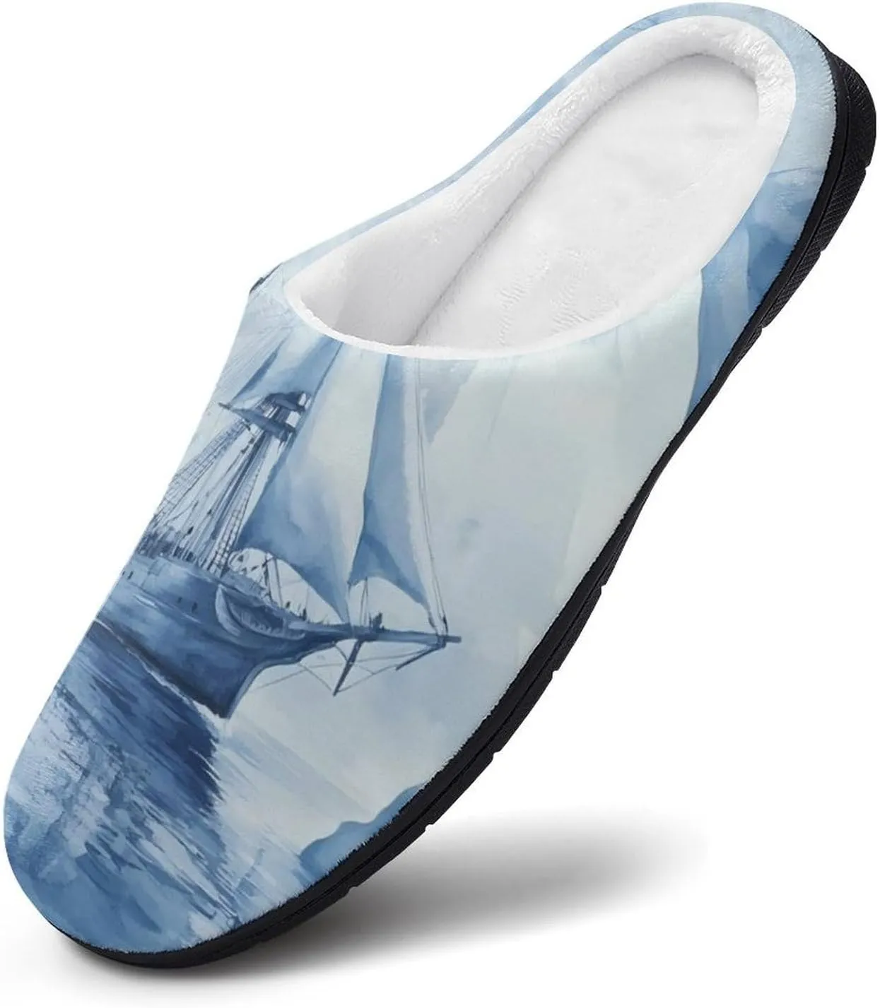 Ships in The Glacier Comfort Mens Cotton Slippers Winter Warm Slip-on House Shoes For Home Office Hotel