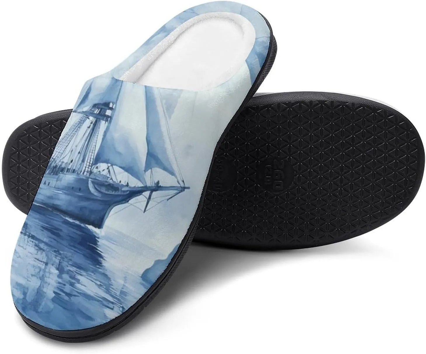 Ships in The Glacier Comfort Mens Cotton Slippers Winter Warm Slip-on House Shoes For Home Office Hotel