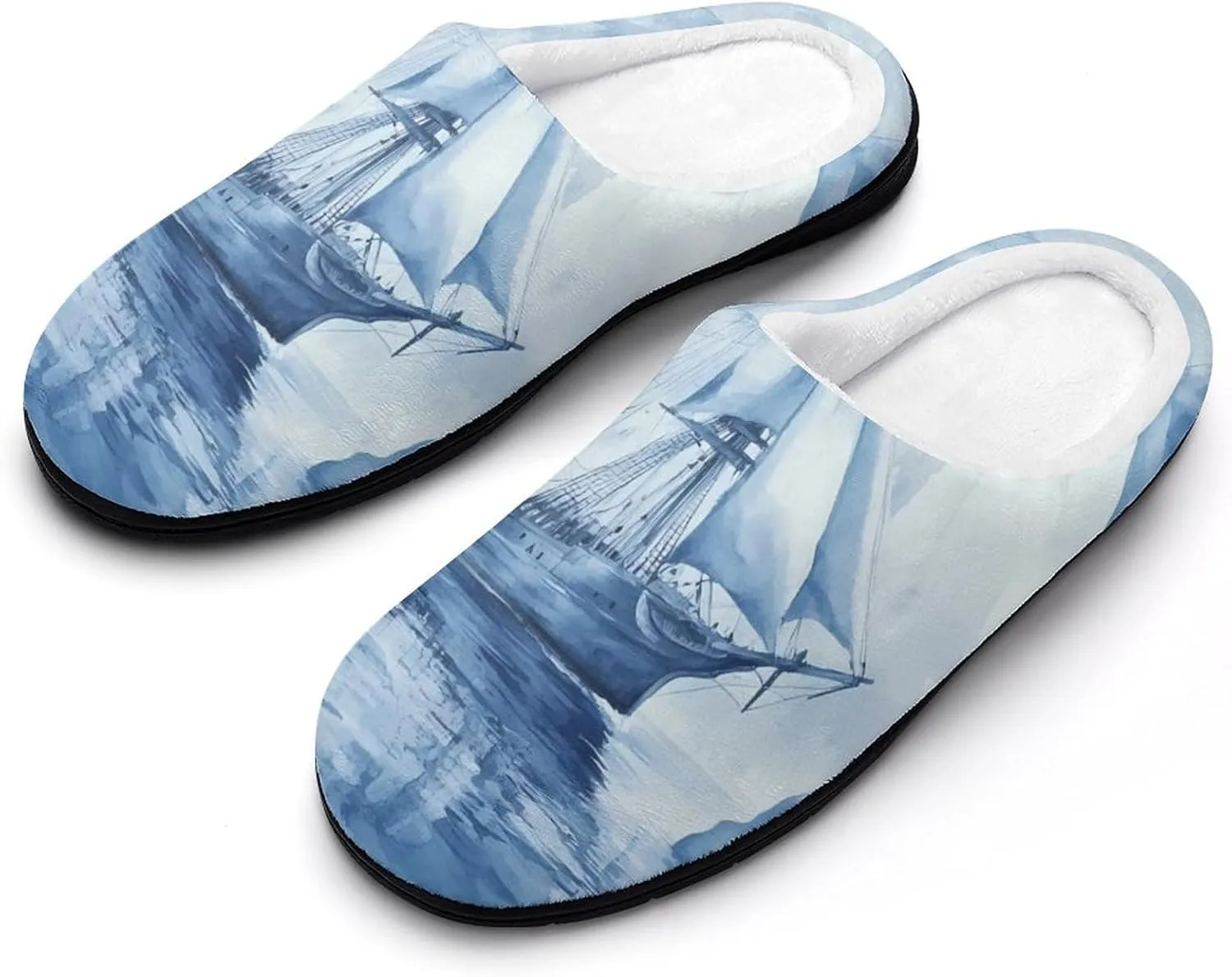 Ships in The Glacier Comfort Mens Cotton Slippers Winter Warm Slip-on House Shoes For Home Office Hotel