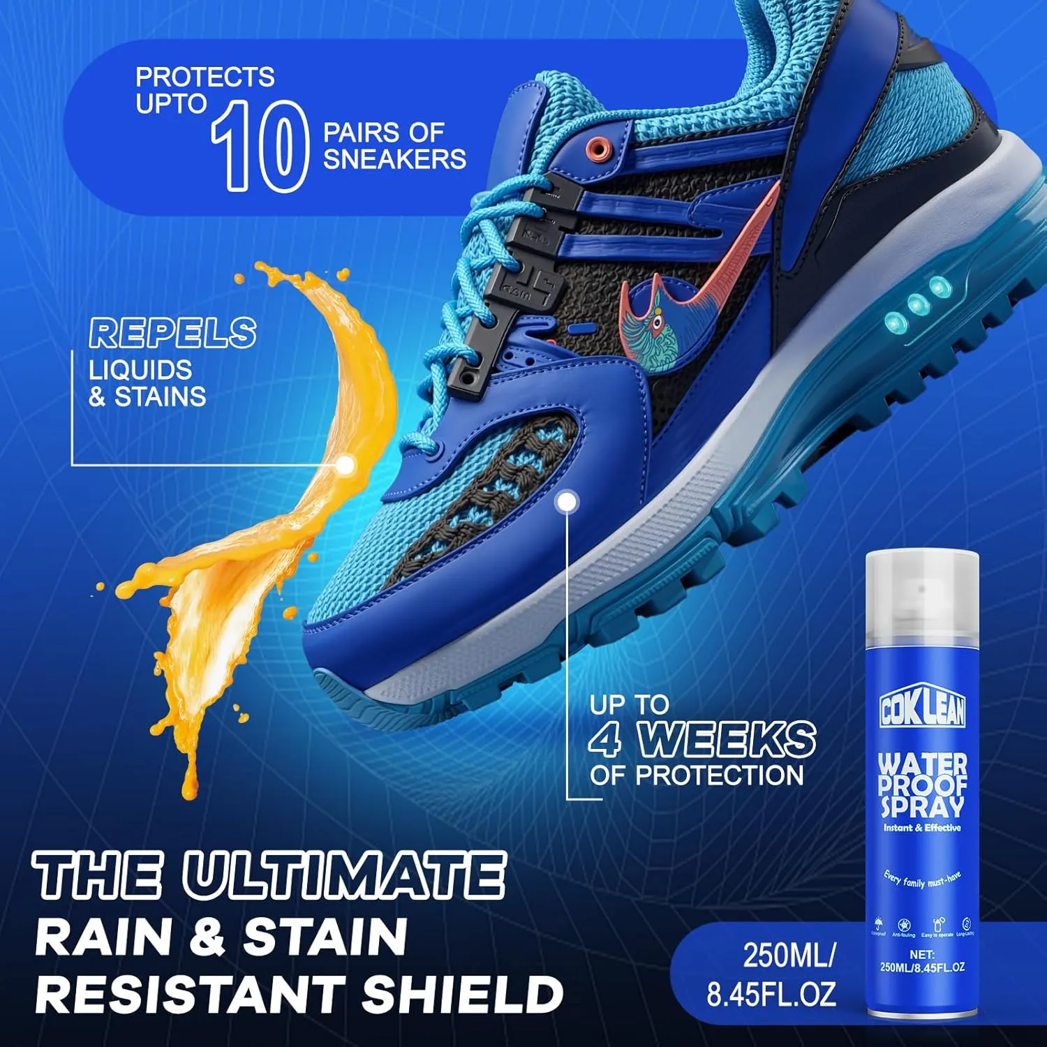 Shoe Protector Spray, Rain & Stain Waterproof Spray Nano Protectant for Suede Shoes, Sneaker, Nubuck, Canvas, 8.45 OZ