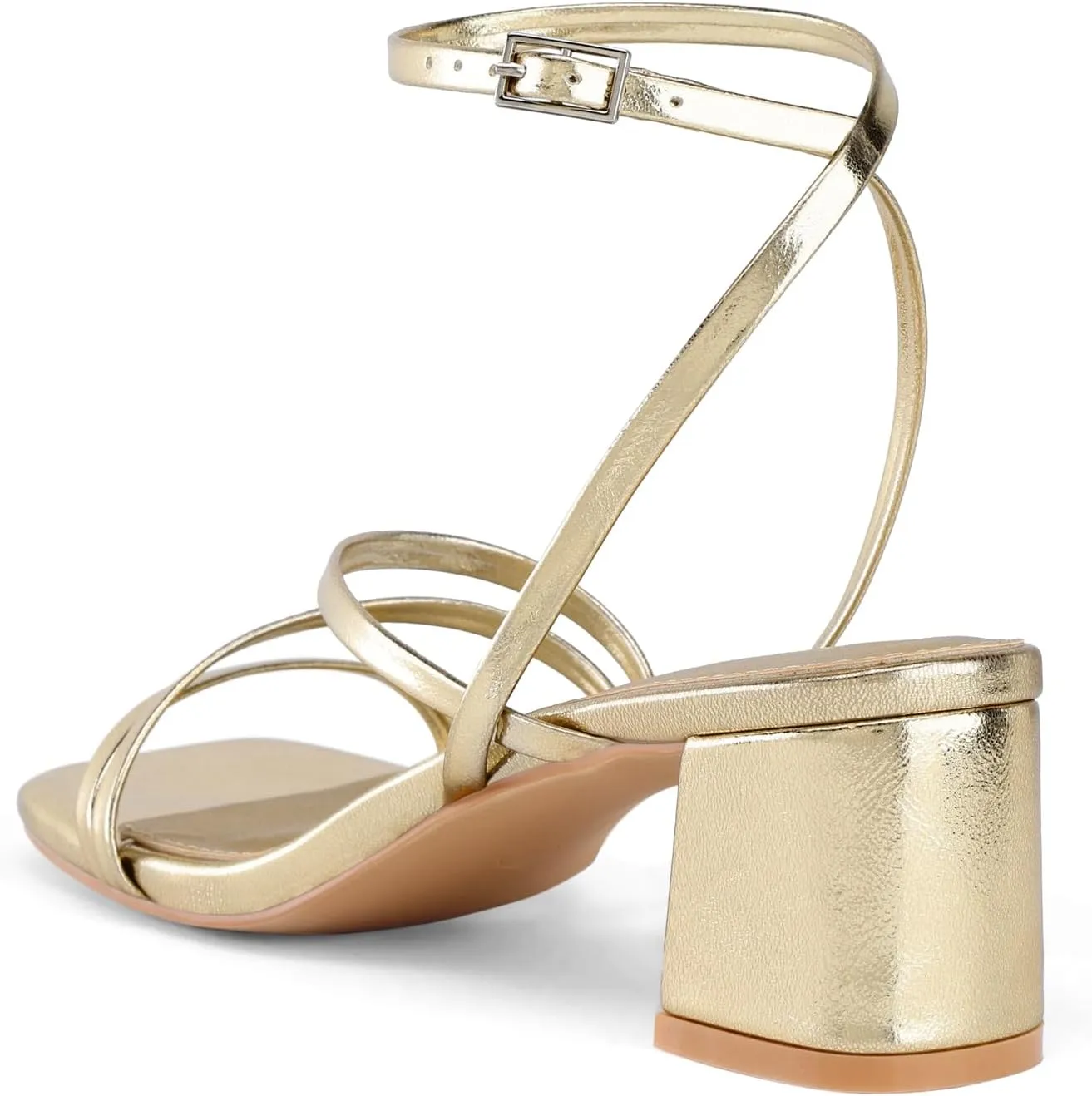 Shoe'N Tale Strappy Heels for Women Low Chunky Block Heel Dress Shoes Square Open Toe Ankle Strap Heeled Sandals