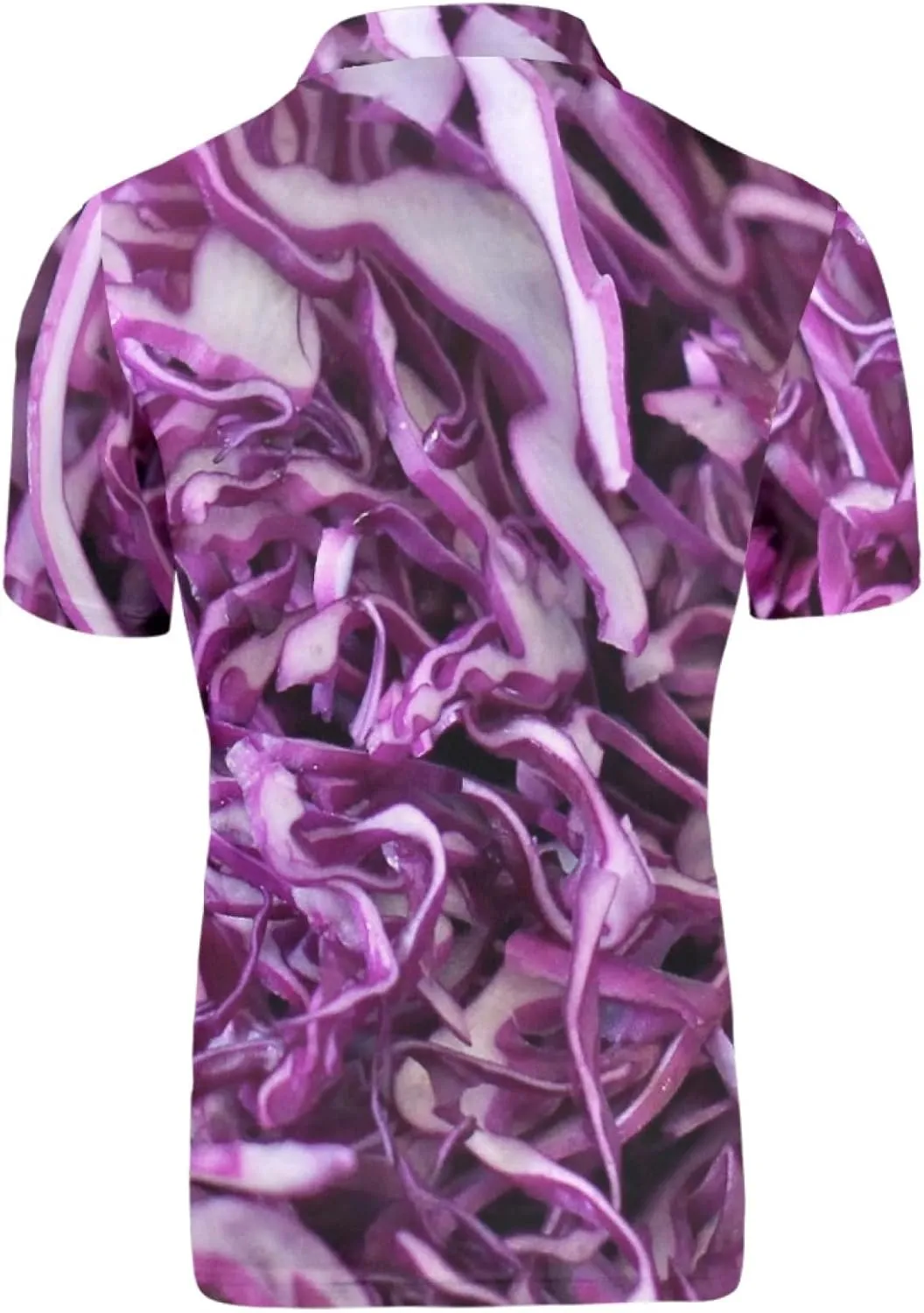 Shredded Purple Cabbages Men's Classic Polo Shirt, 3-Button Closure Pique Polo Shirt, Summer Fashion Golf Shirt