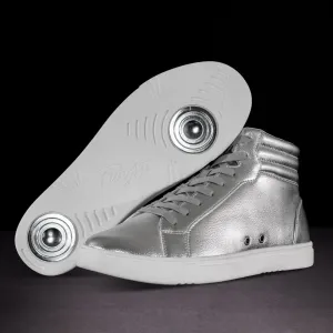 Silver High-Top Dance Sneakers – Unisex Performance Style by Fuego