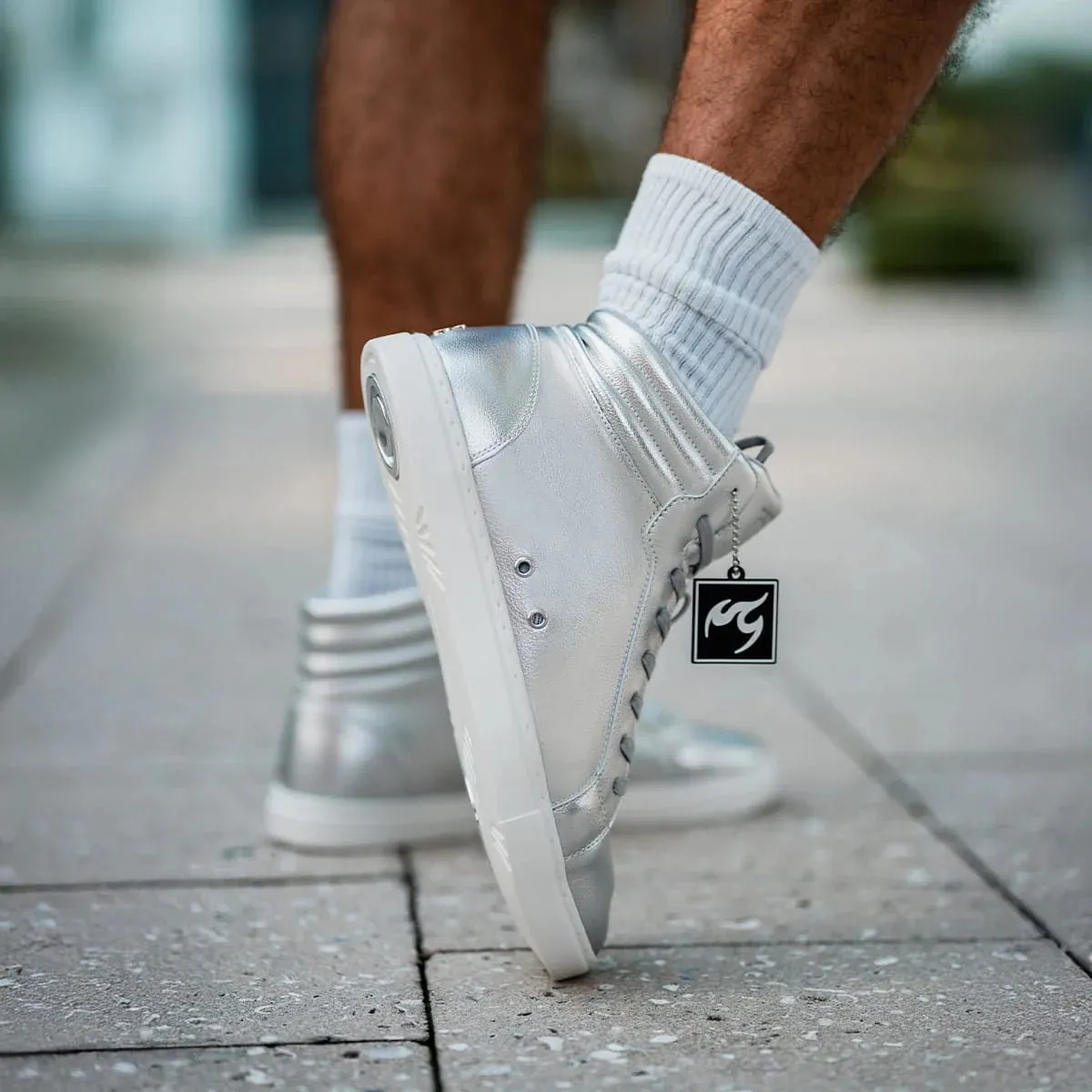 Silver High-Top Dance Sneakers – Unisex Performance Style by Fuego