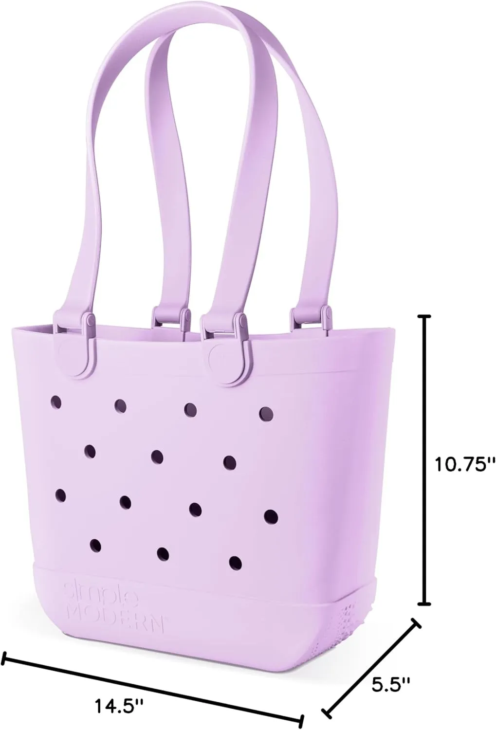 Simple Modern Medium Beach Bag | Waterproof Getaway Rubber Tote with Zipper Pocket for Travel, Pool, Boat, Groceries, Sports | Electric Lavender