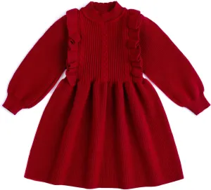 Simplee kids Baby Little Girls' Long Sleeve Sweater Dress Knit Warm Sweater Outfit Dress for Toddler Girls 6M-5T
