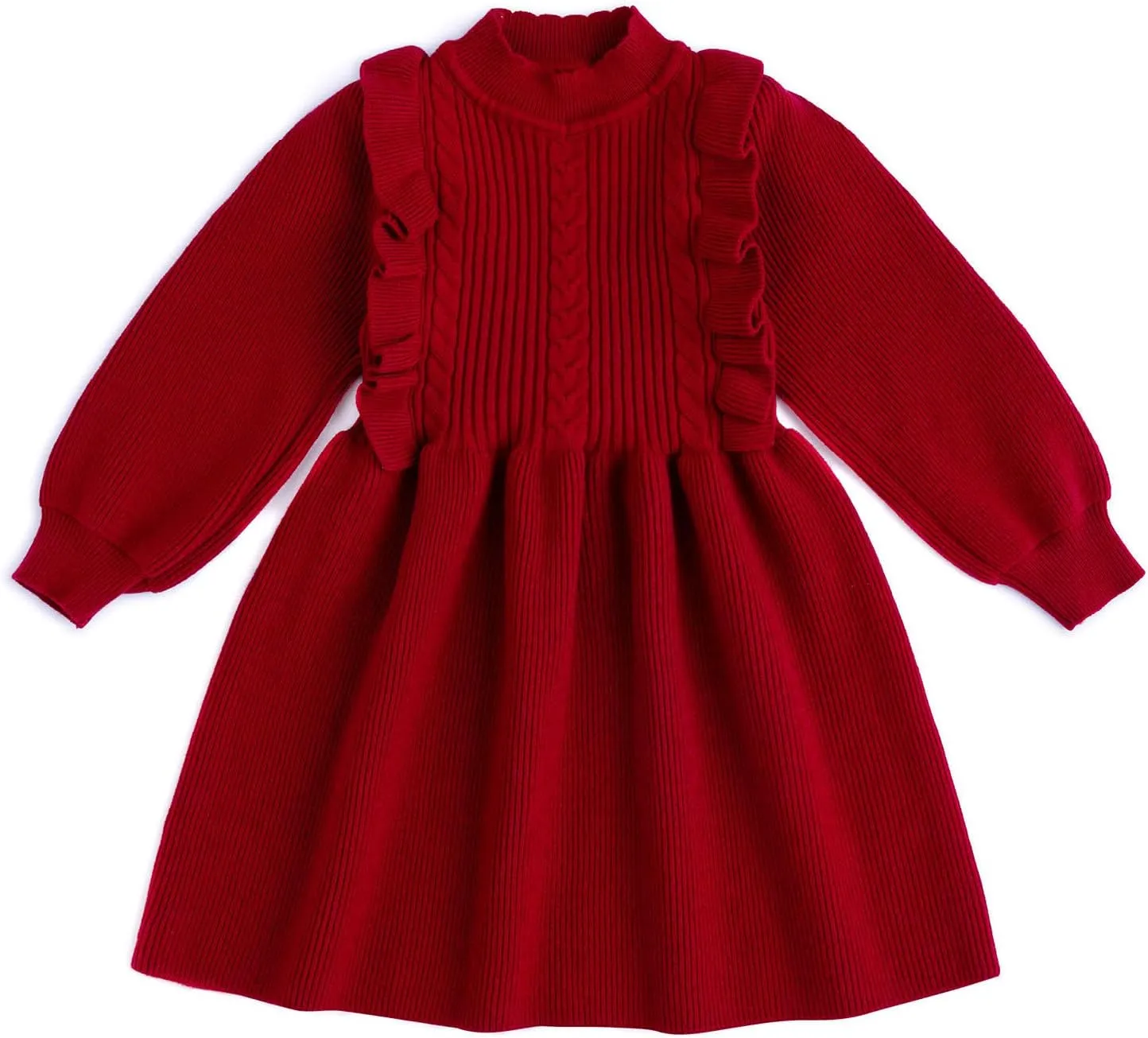 Simplee kids Baby Little Girls' Long Sleeve Sweater Dress Knit Warm Sweater Outfit Dress for Toddler Girls 6M-5T