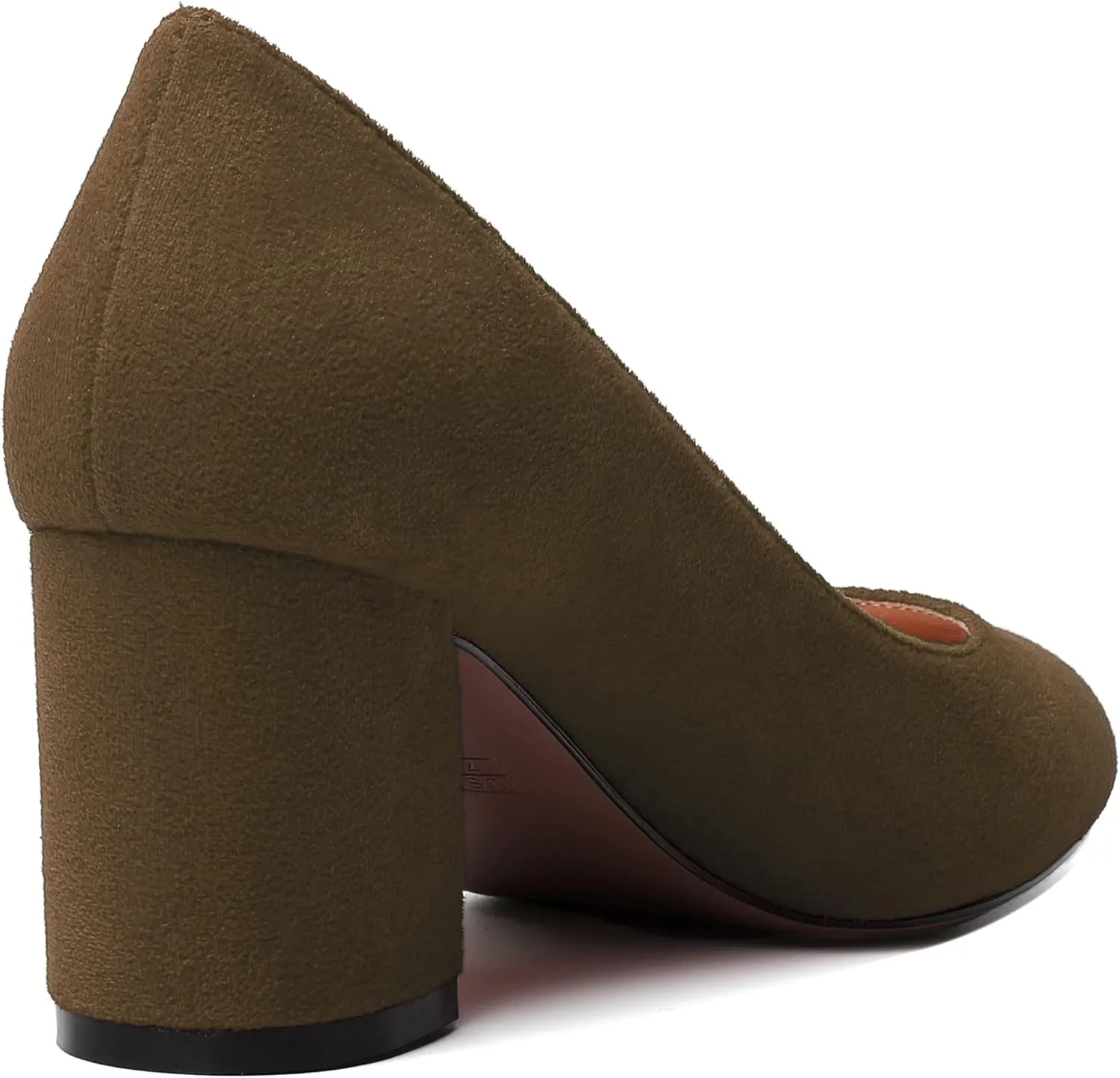SKYSTERRY Womens Cute Round Toe Slip On Suede Wedding Block Mid Heel Pumps Shoes 2.5 Inch