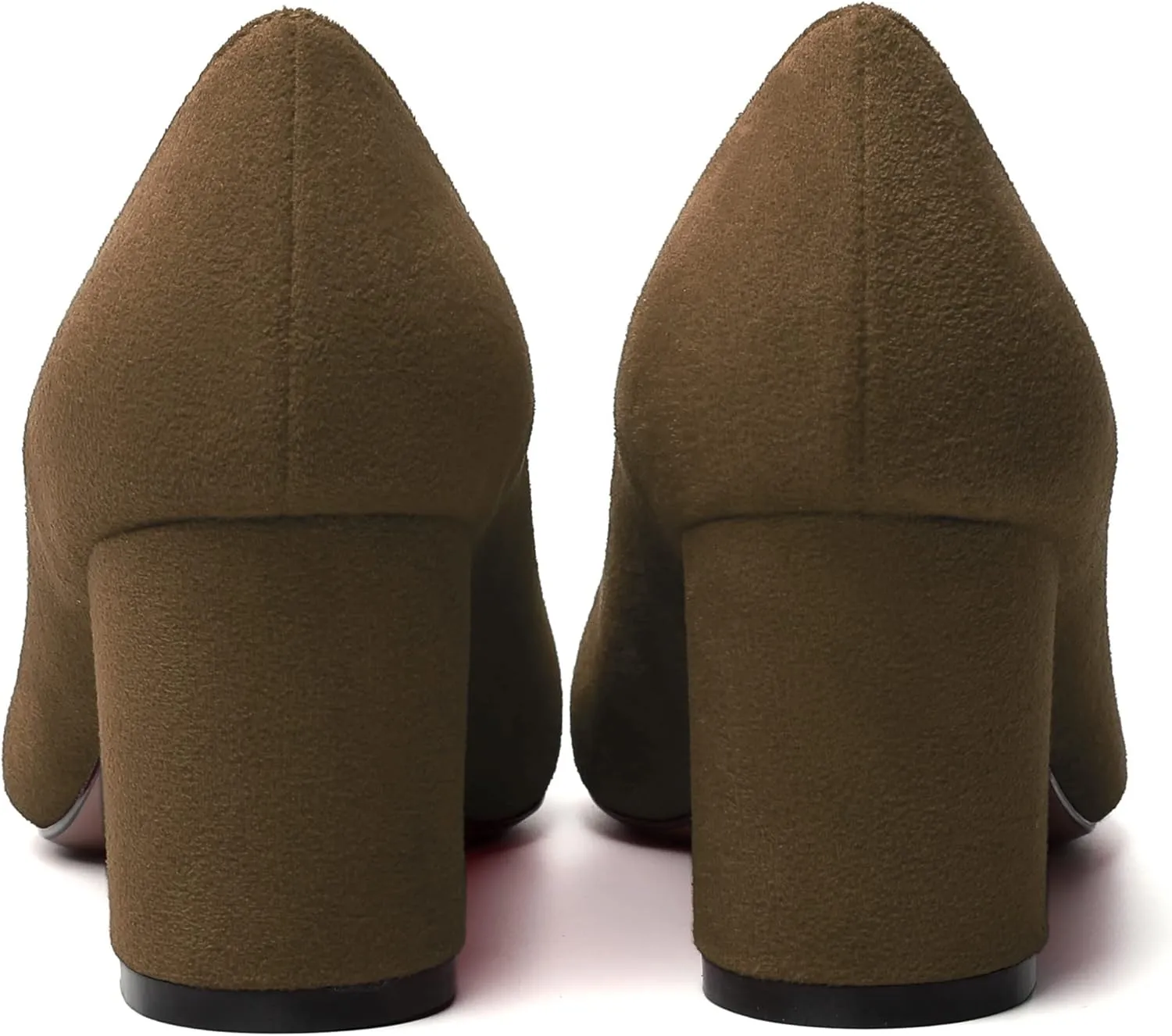 SKYSTERRY Womens Cute Round Toe Slip On Suede Wedding Block Mid Heel Pumps Shoes 2.5 Inch
