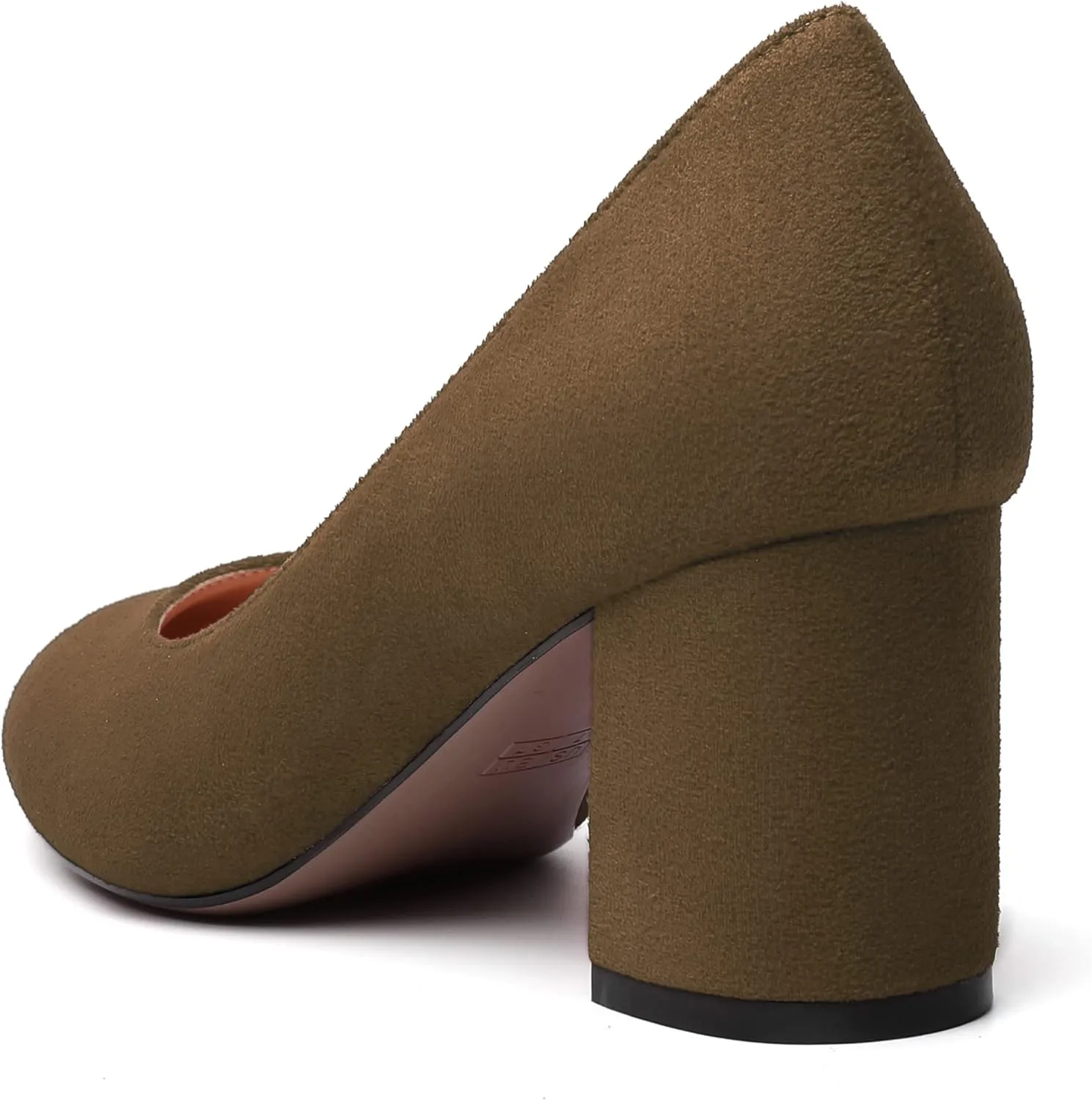 SKYSTERRY Womens Cute Round Toe Slip On Suede Wedding Block Mid Heel Pumps Shoes 2.5 Inch