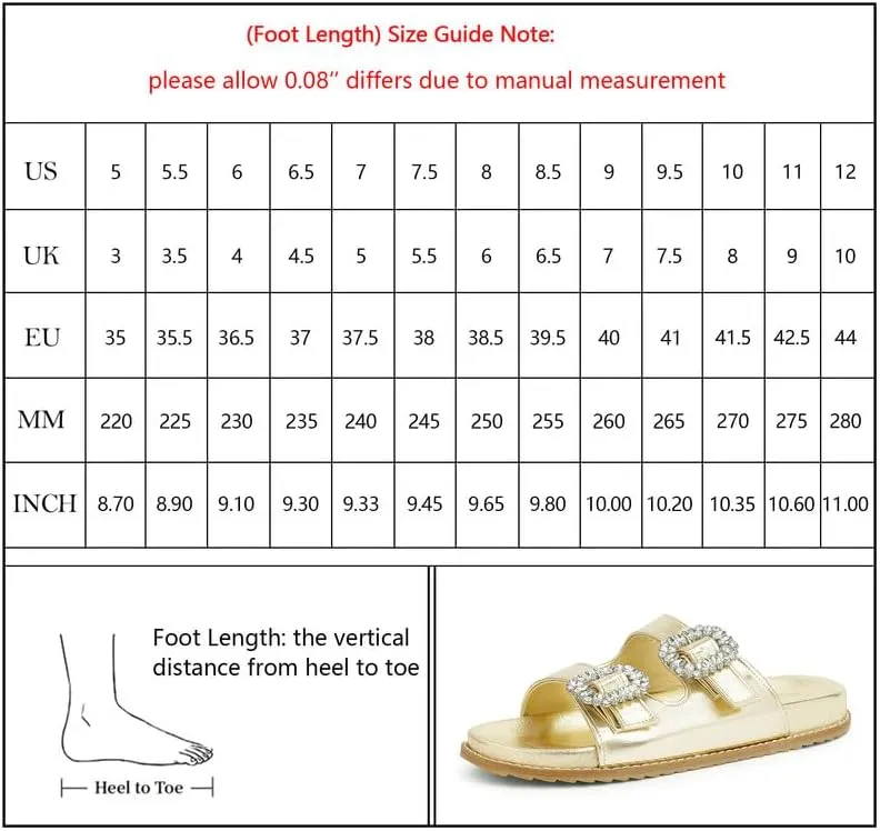Slide Sandals for Women Rhinestone Flat Platform Sandals Soft Footbed Comfortable Walking Girls Ladies Summer Sandals