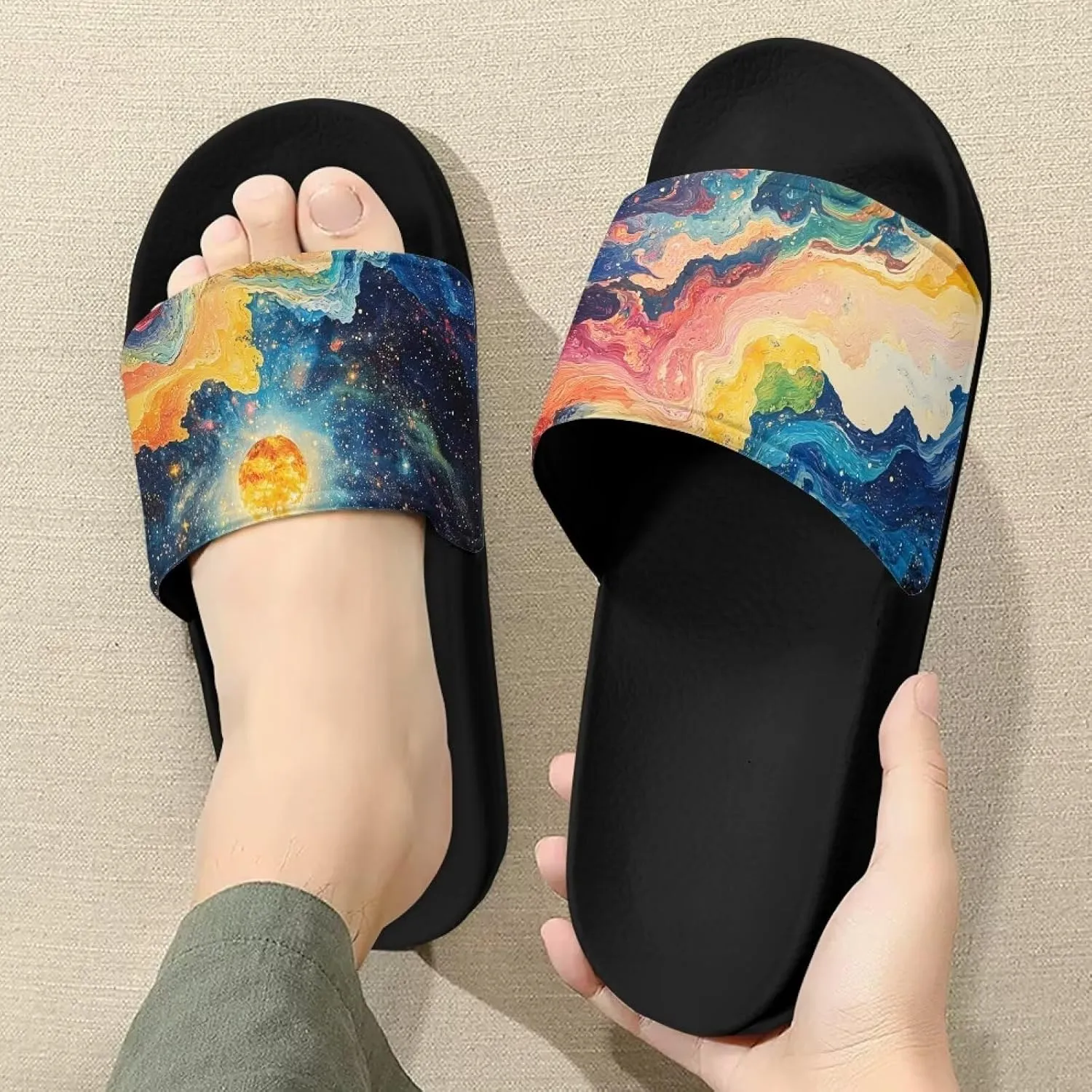 Slide Sandals for Women Slip On Comfort Slippers Fashion Soft Summer Beach Shoes with Anti-skid Sole SizeUS 6-13.5