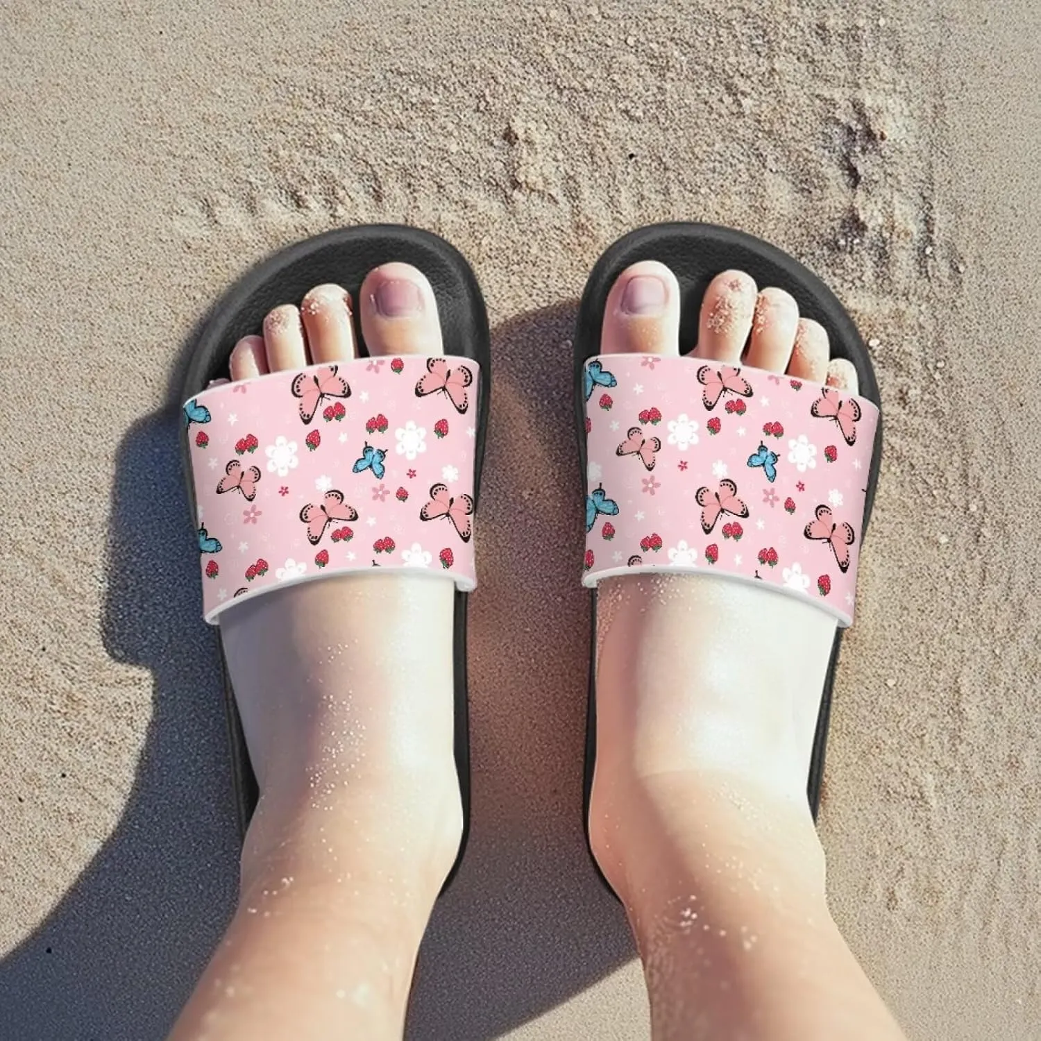 Slides for Kids, Toddler Slippers Shower Bathroom Non-Slip Open Toe Super Soft Comfy Boys Girls Home House Slide Sandals