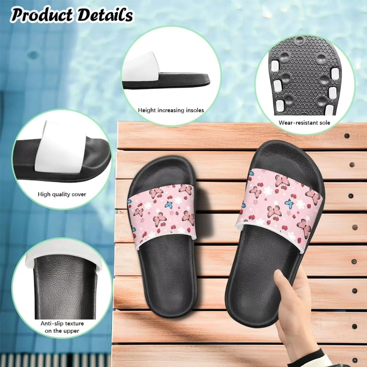 Slides for Kids, Toddler Slippers Shower Bathroom Non-Slip Open Toe Super Soft Comfy Boys Girls Home House Slide Sandals