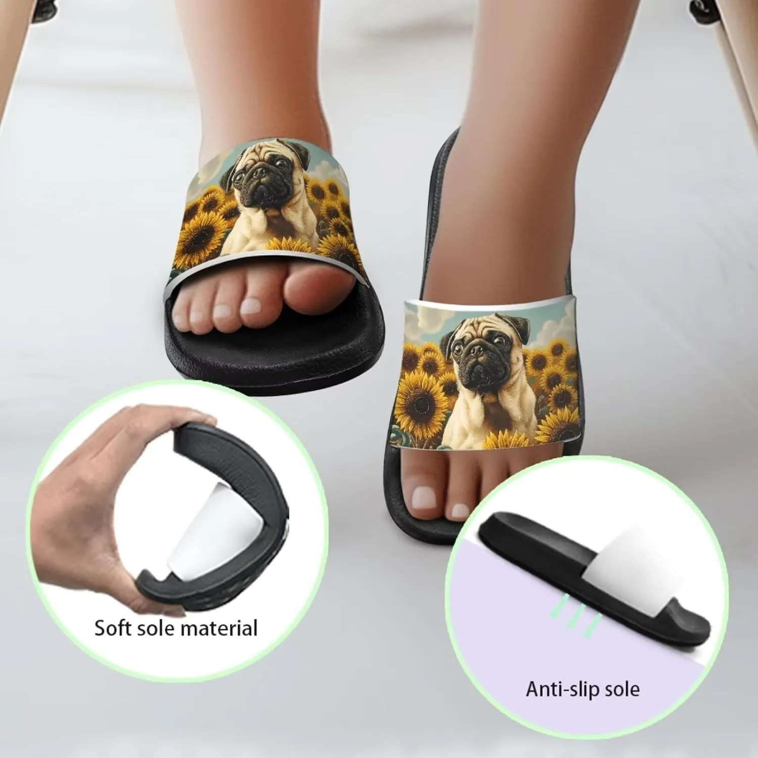 Slides for Kids, Toddler Slippers Shower Bathroom Non-Slip Open Toe Super Soft Comfy Boys Girls Home House Slide Sandals