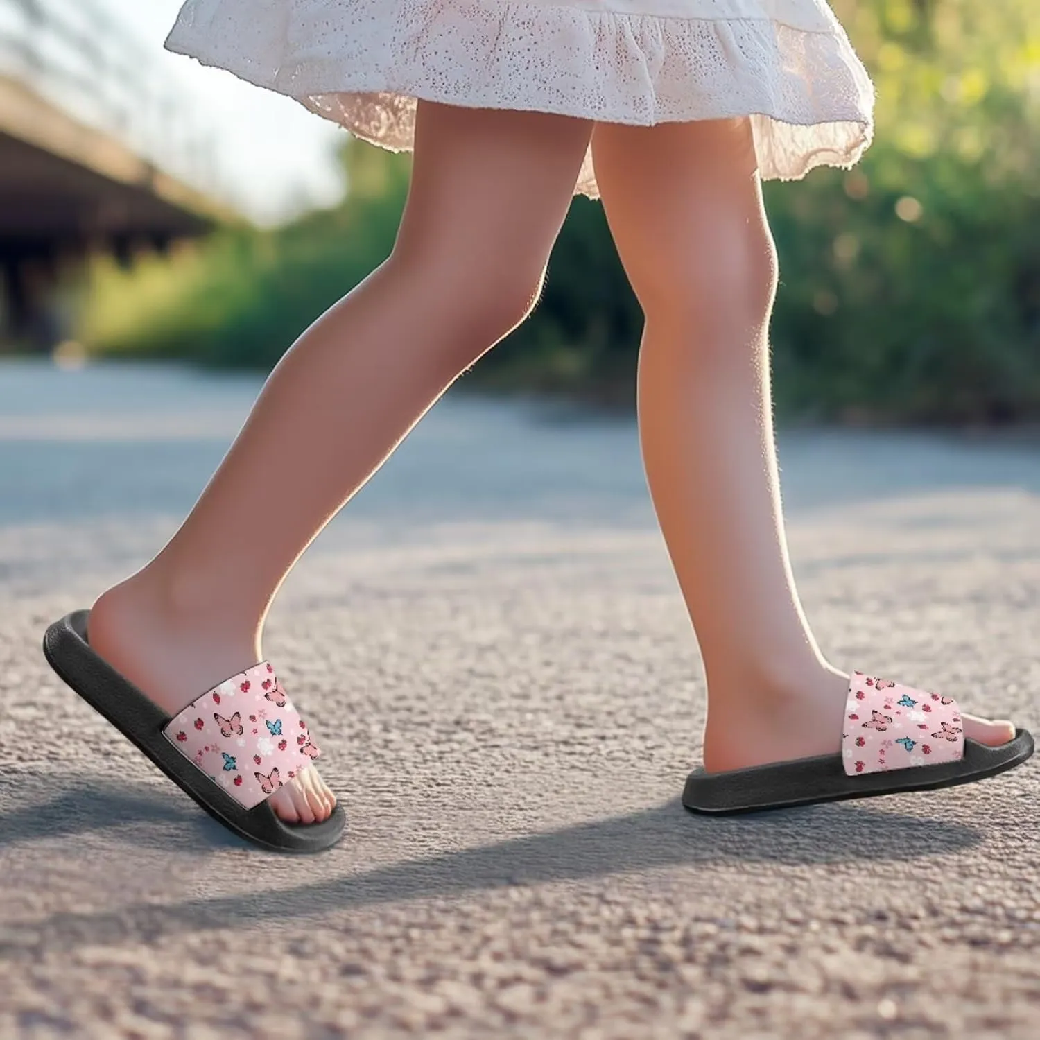 Slides for Kids, Toddler Slippers Shower Bathroom Non-Slip Open Toe Super Soft Comfy Boys Girls Home House Slide Sandals