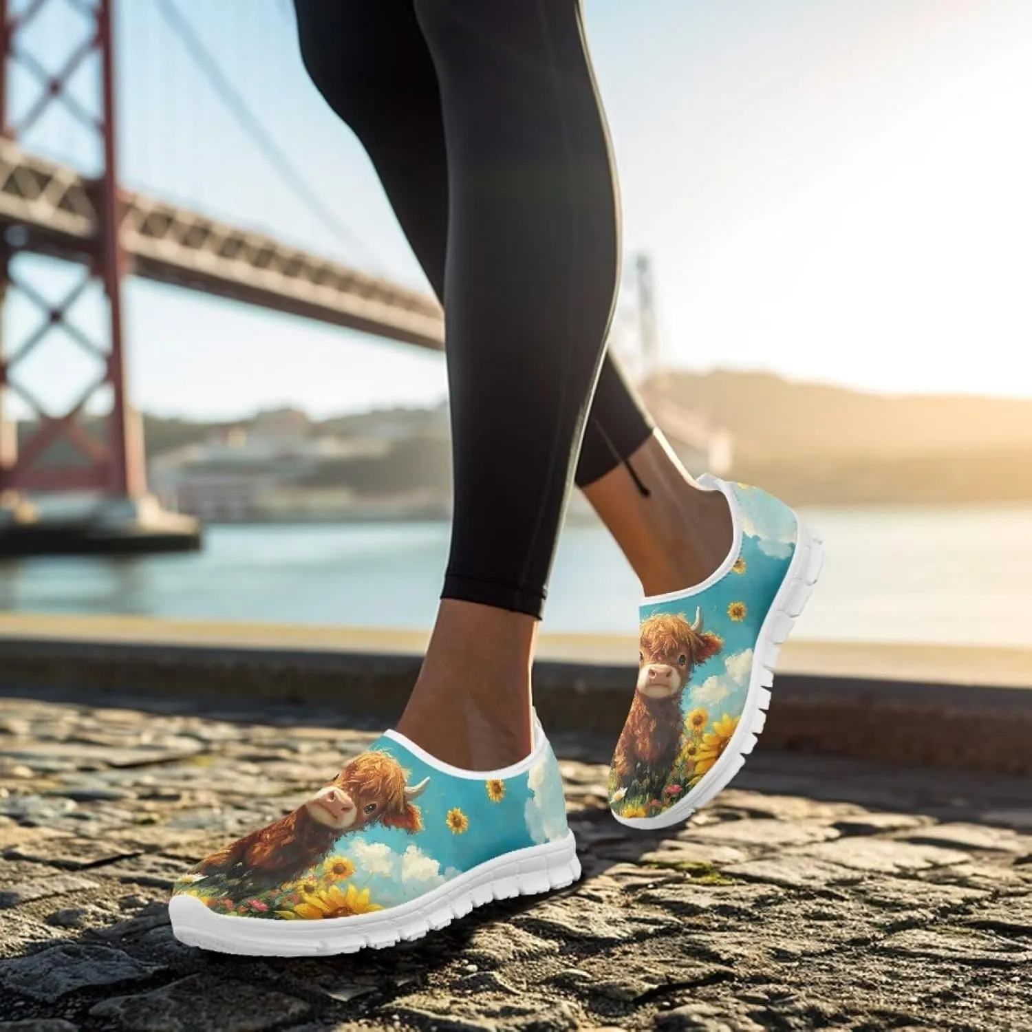 Slip in Loafers Women Slip On Shoes Cute Art Cat Elastic Upper Casual Mesh-Comfortable Tennis Workout Sneaker