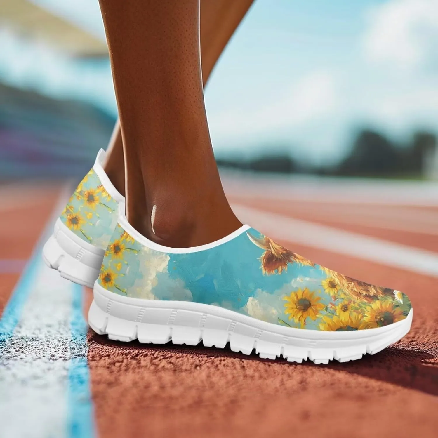 Slip in Loafers Women Slip On Shoes Cute Art Cat Elastic Upper Casual Mesh-Comfortable Tennis Workout Sneaker
