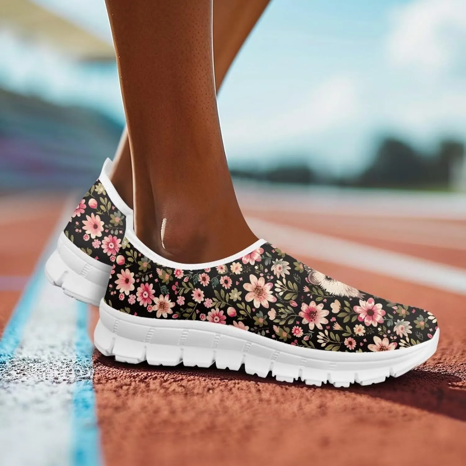 Slip in Loafers Women Slip On Shoes Cute Art Cat Elastic Upper Casual Mesh-Comfortable Tennis Workout Sneaker