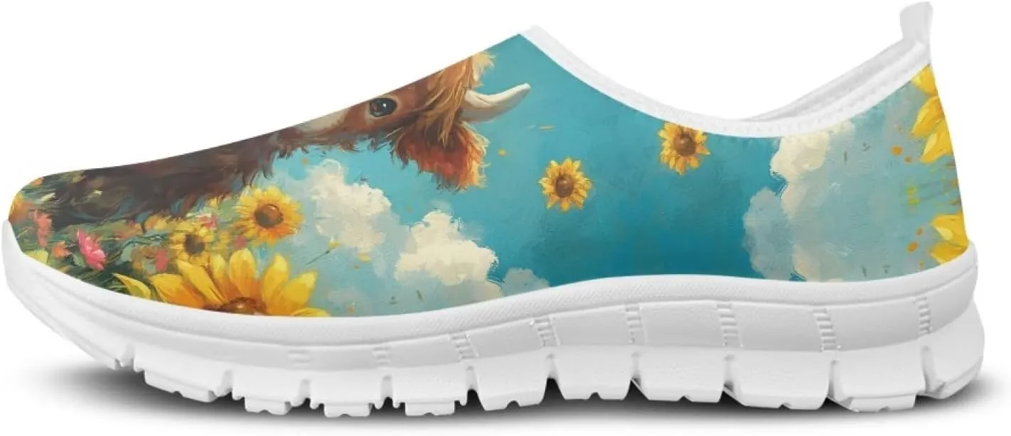 Slip in Loafers Women Slip On Shoes Cute Art Cat Elastic Upper Casual Mesh-Comfortable Tennis Workout Sneaker