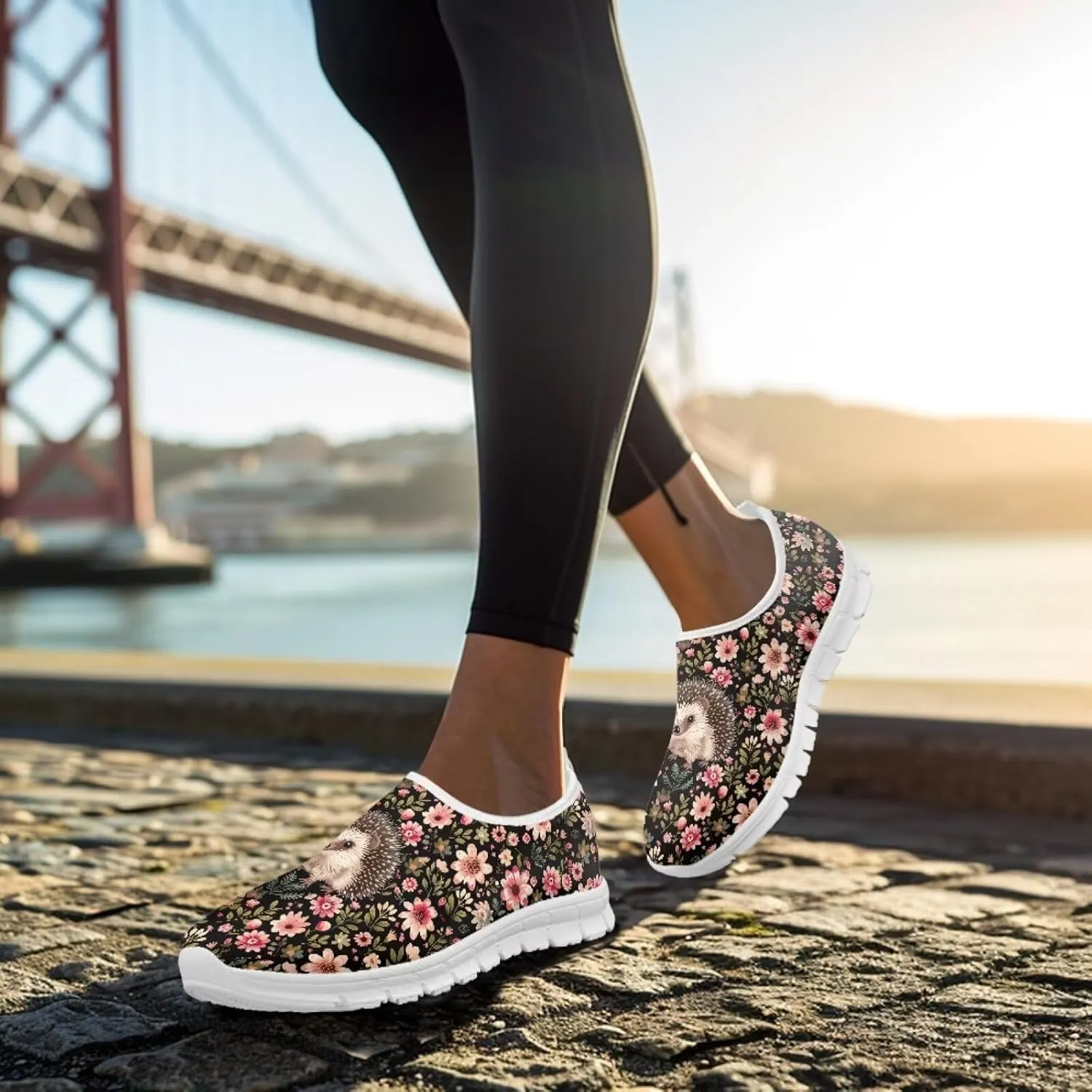 Slip in Loafers Women Slip On Shoes Cute Art Cat Elastic Upper Casual Mesh-Comfortable Tennis Workout Sneaker